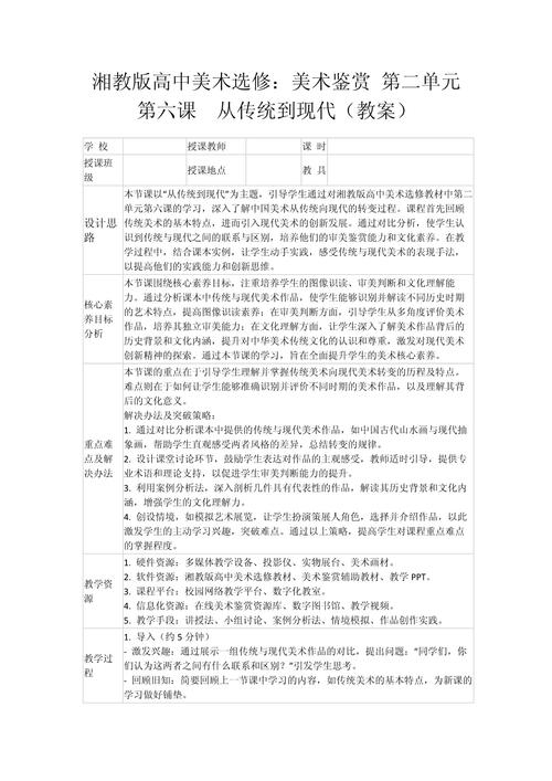 人美版高中美术鉴赏教案如何设计?-第1张图片-泰美艺术培训 人美版高中美术鉴赏教案如何设计?-第1张图片-泰美艺术培训