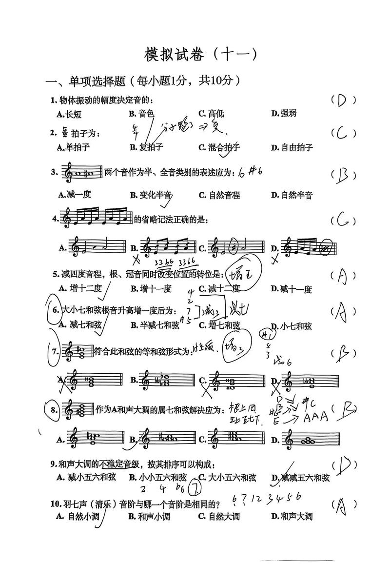 2010年音乐联考乐理考了哪些重点内容？-第3张图片-泰美艺术培训