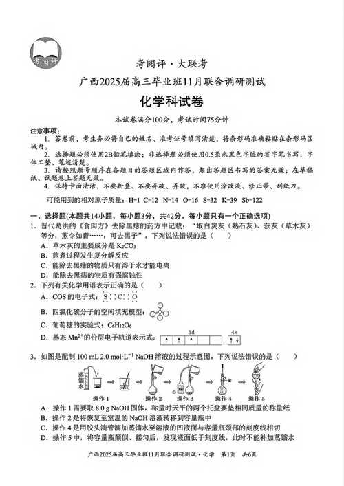 广西2025高三大联考-第2张图片-泰美艺术培训