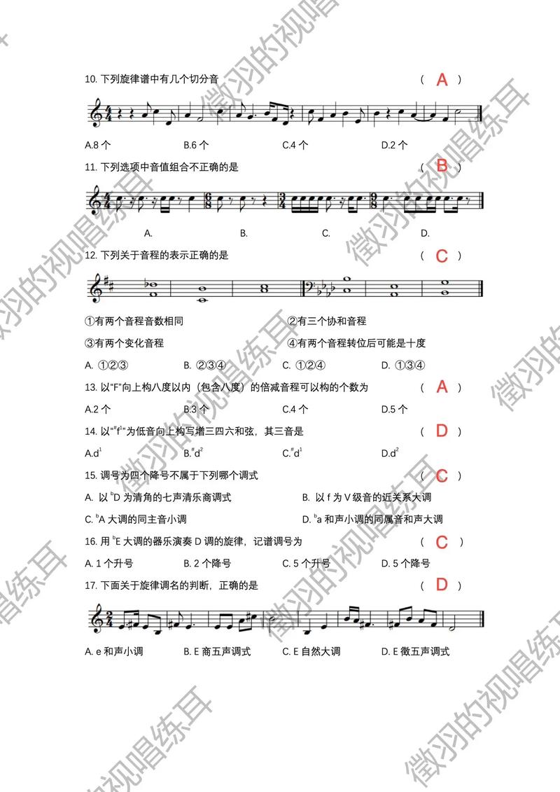 音乐联考乐理试卷及答案在哪里能找到？-第3张图片-泰美艺术培训