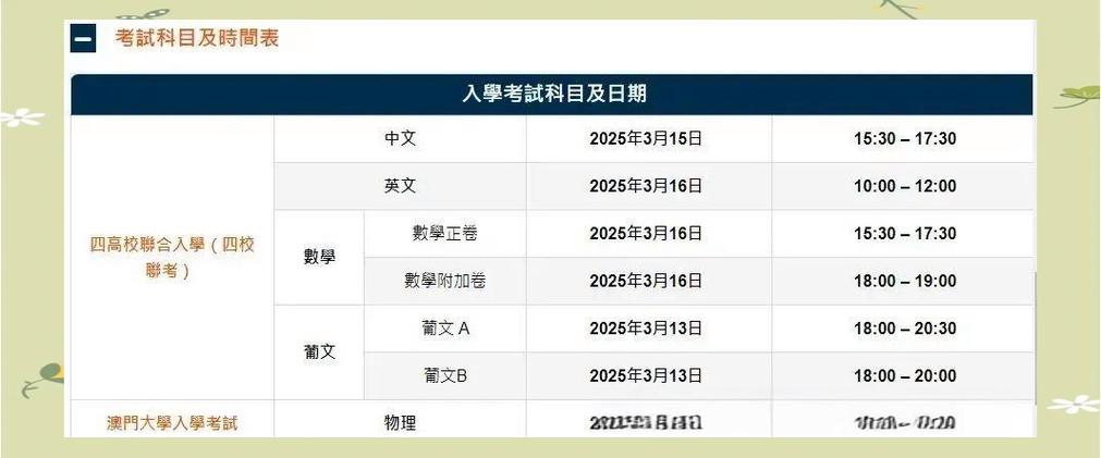 澳门2025年四校联考有何新变化？-第3张图片-泰美艺术培训